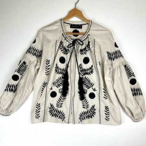 NWOT Zara embroidered cardigan linen XS - Picture 4 of 5